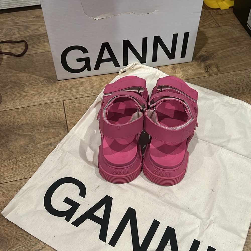 GANNI recycled rubber pink chunky scrappy platform sandals size 37 - Picture 5 of 7